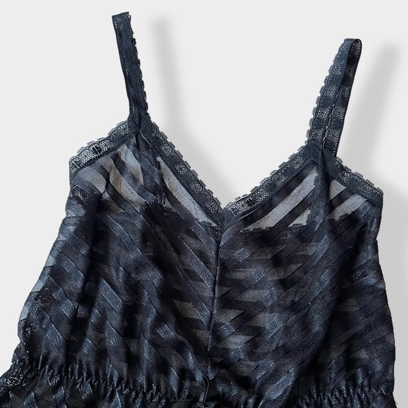 Lily of France Lingerie Romper Vintage 70s Neglige Black Sheer Pet 0/2 USA Made - Picture 2 of 12